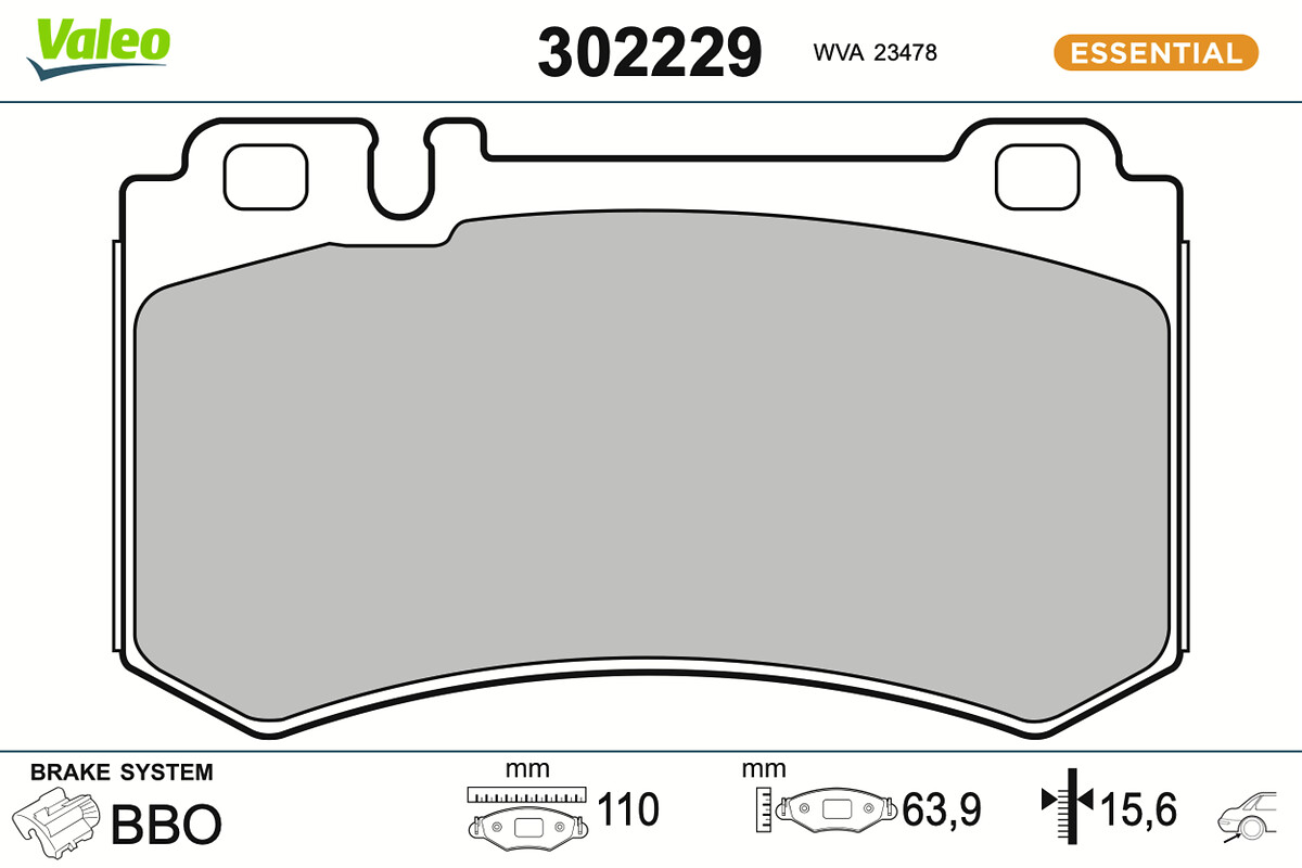 Jogo de 4 pastilhas de travão VALEO ref. 302229
